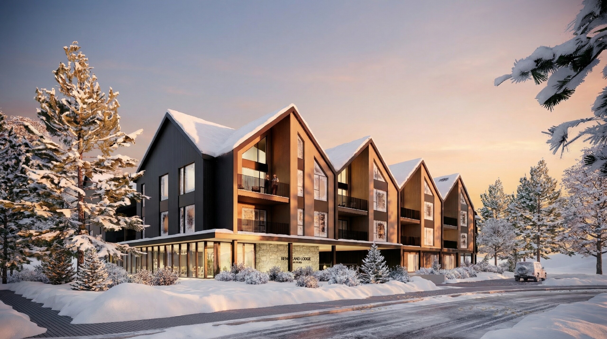 Benchlands Condos in Revelstoke im Winter