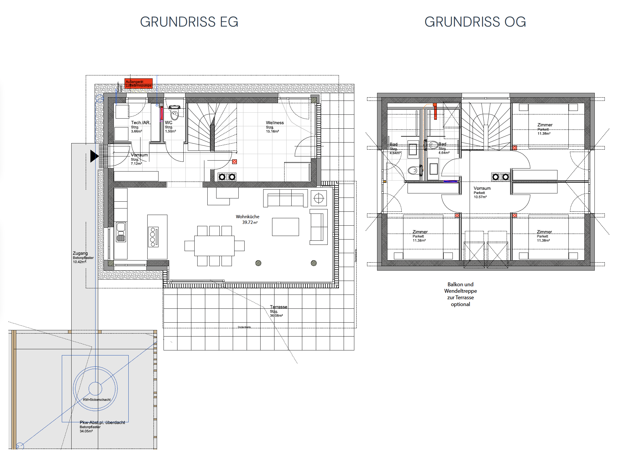 Grundrisse von Erdgeschoss und Obergeschoss des Lungauer Panorama Chalets