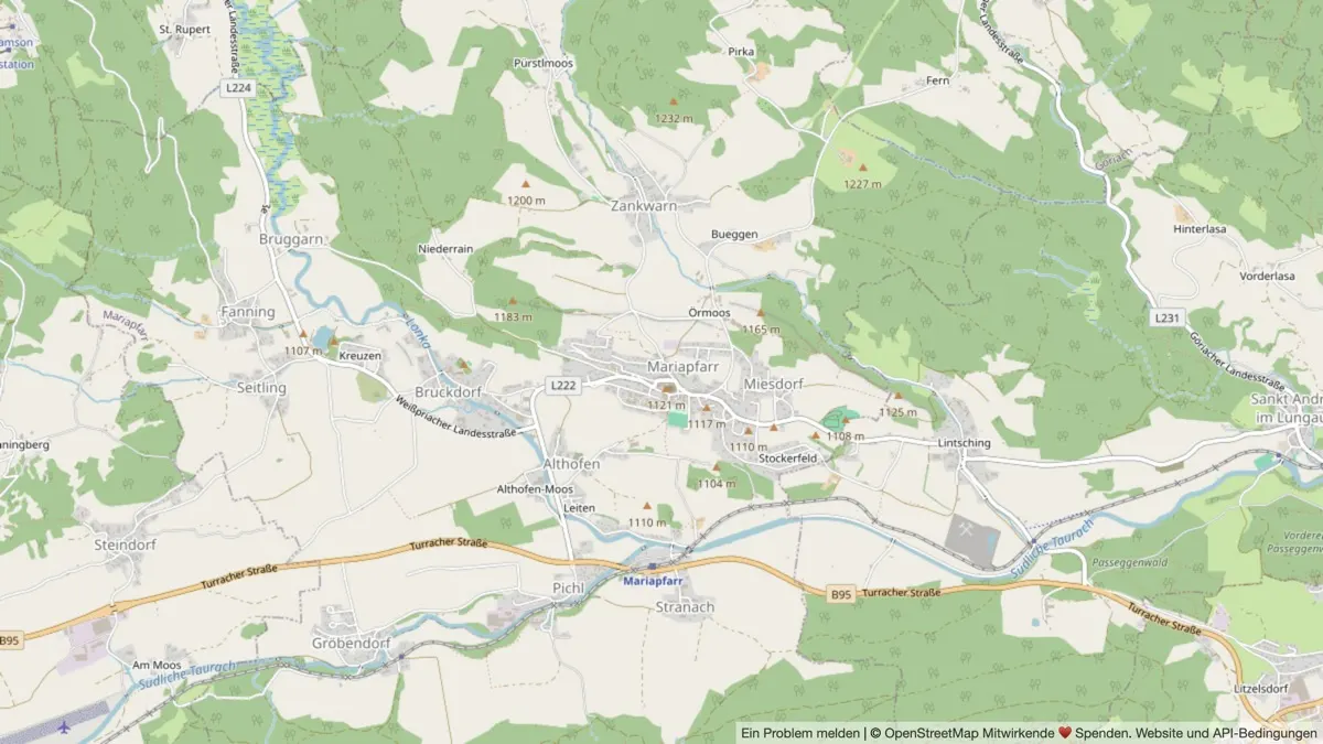 OpenStreetMap-Umgebungskarte von Mariapfarr im Salzburger Lungau