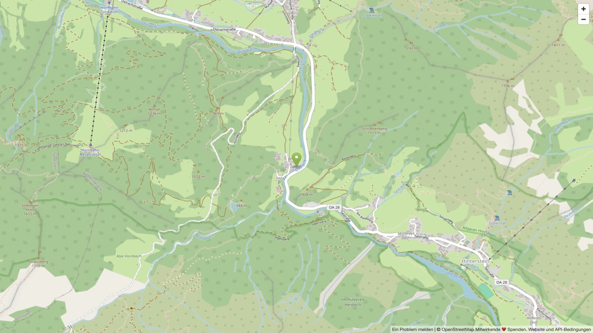 OpenStreetMap-Standortkarte der Ostrach Chalets in Bruck bei Bad Hindelang