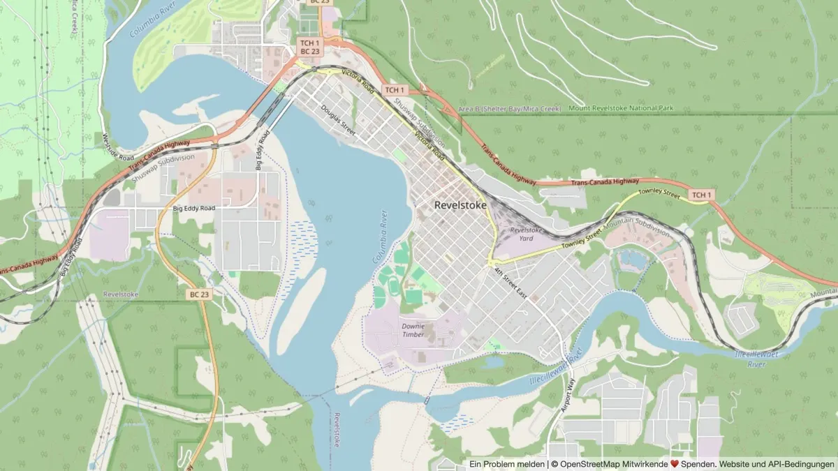 OpenStreetMap-Umgebungskarte von Revelstoke in British Columbia